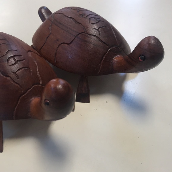 Pair of Vintage MCM (60's) Carved Wood Turtles Souvenir of Jamaica - Picture 2 of 6